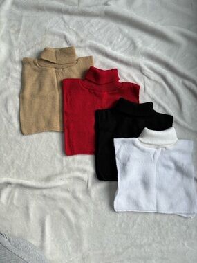 Bundle of 4 Knit Dickies | Turtleneck Collar Inserts | Neutral + Red